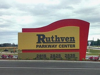 Drane Field Sign with landscaping